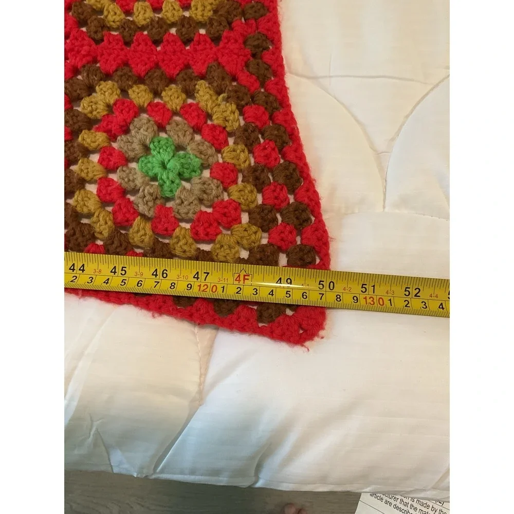 Handmade Crochet Granny Square Afghan Lap Throw Blanket 36x29 Vintage Boho Cabin